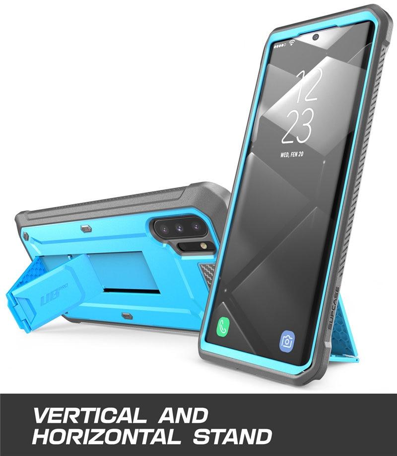 SUPCASE UB Pro Case for Samsung Galaxy Note 10 in black, showcasing rugged design and kickstand feature.